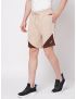 Fitz Colorblock Cotton Blend Slim Fit Shorts - Beige